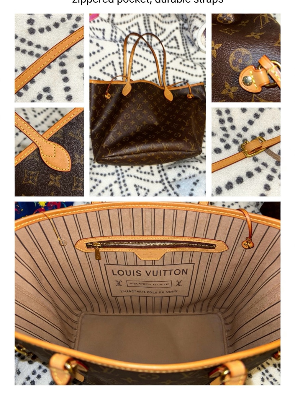 Louis Vuitton Monogram Neverfull Tote in Brown & Tan Trim